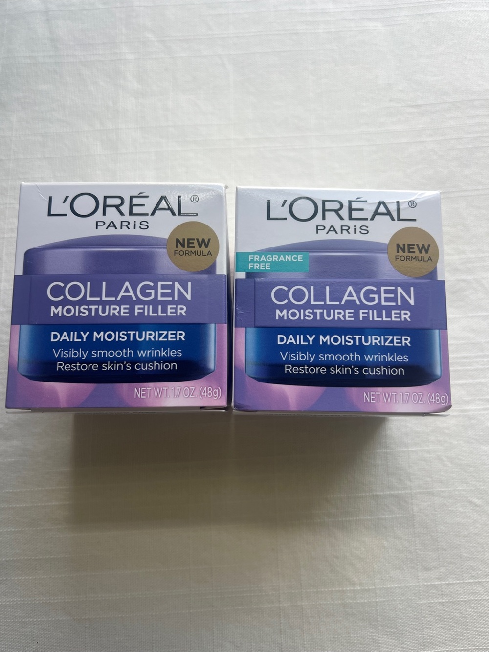 L'Oreal Paris Collagen Moisture Filler Daily Moisturizer Lot of 2 (Regular & Fra